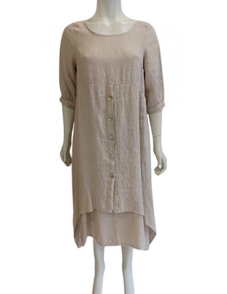Abito lino doppiato con bottoni Sophia Curvy