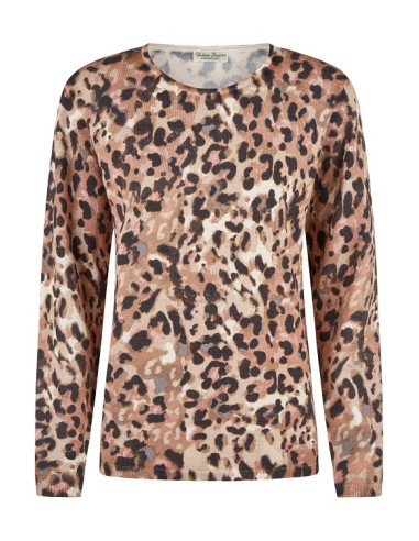 Maglia girocollo in viscosa fantasia animalier, Barbara Lebek