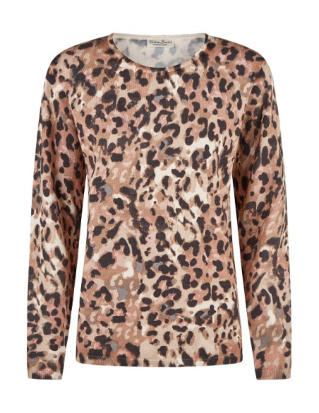 Maglia girocollo in viscosa fantasia animalier, Barbara Lebek