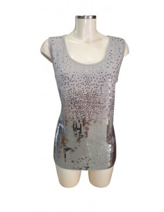 Top viscosa ricamato in pailettes, Luisa Viola