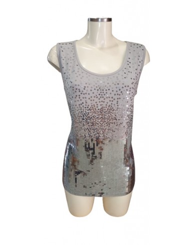 Top viscosa ricamato in pailettes, Luisa Viola