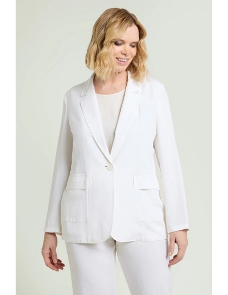 Giacca bianca in viscosa e lino Luisa Viola