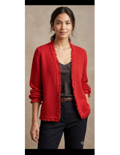 Cardigan corto con frange,...