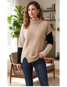 Pullover collo a sciarpa,...