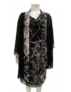 Abito + Spolverino fantasia cipria e nero , Luisa Viola