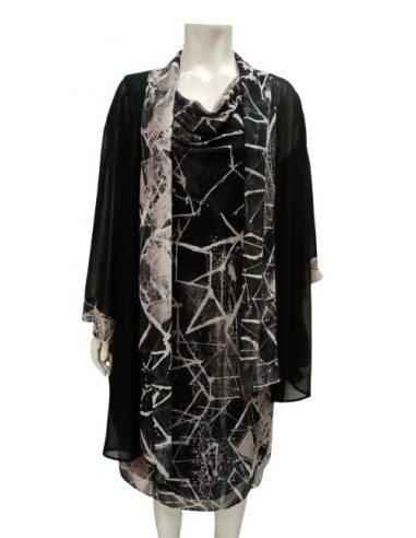 Abito + Spolverino fantasia cipria e nero , Luisa Viola