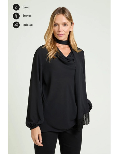 Camicia drappeggiata con sciarpina...