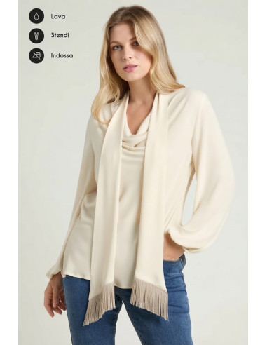 Camicia drappeggiata con sciarpina...