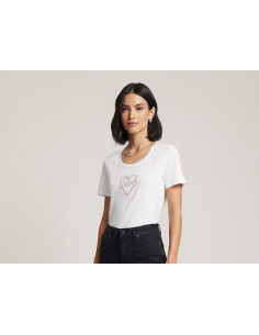 T-Shirt Bianca con cuore di perline Luisa Viola 2