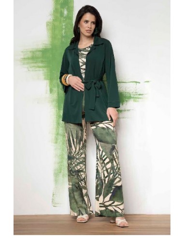 Completo 3 pezzi, pantalone e top fantasia con cardigan, Quiin 21