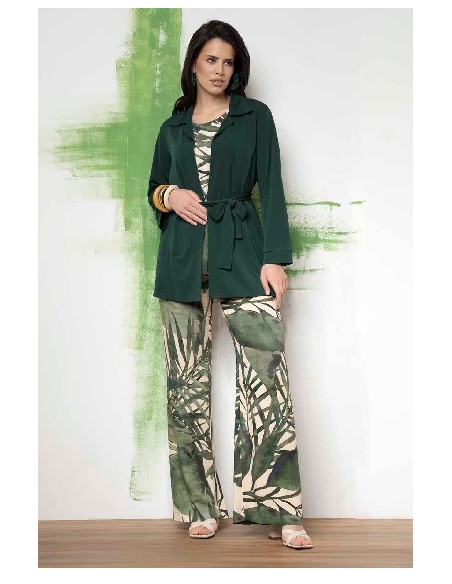 Completo 3 pezzi, pantalone e top fantasia con cardigan, Quiin 21