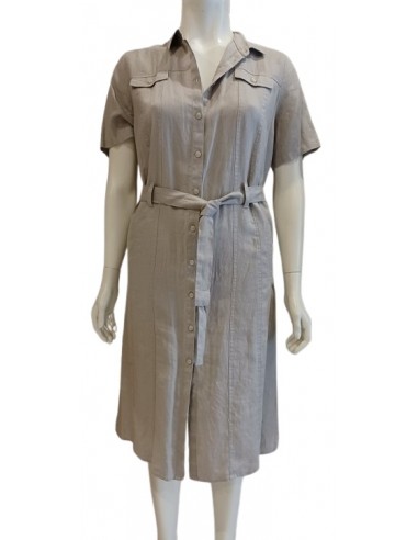 Abito chemisier in lino con cinta...