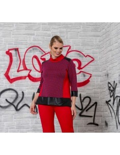 Maglia fantasia con intarsi di pelle Quiin 21