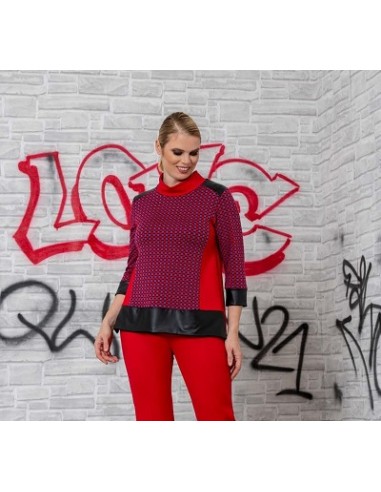 Maglia fantasia con intarsi di pelle Quiin 21