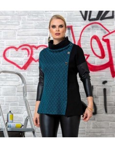 Casacca fantasia con maniche similpelle, QUIIN 21