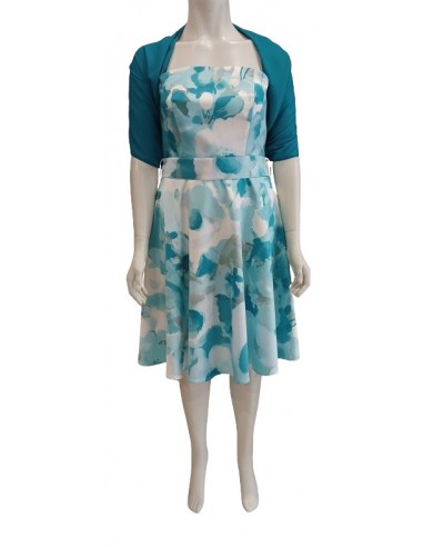 Abito corto fantasia con stola e...