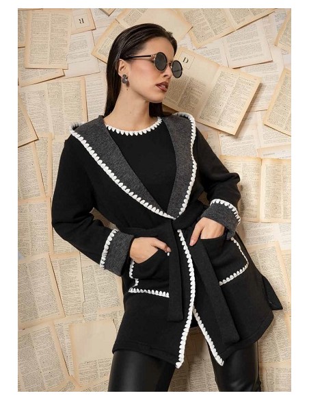 Giaccone in maglia con rifiniture ai bordi, Quiin 21