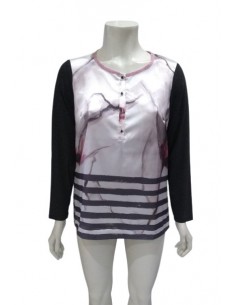 Casacca Luisa Viola viscosa e effetto seta grigio bordino lurex