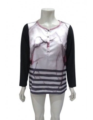 Casacca Luisa Viola viscosa e effetto seta grigio bordino lurex