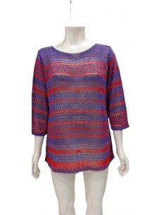 Twin set in filo viola/Rosso Luisa Viola