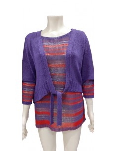 Twin set in filo viola/Rosso Luisa Viola 2