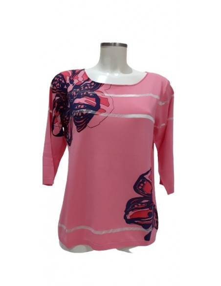 Maglia filo, con stampa fiori, Luisa Viola