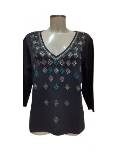 Maglia manica 3/4 con pailettes, Luisa Viola