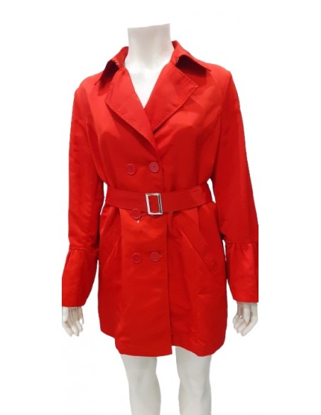 Impermeabile rosso Luisa Viola con manica volant