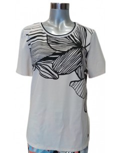 Maglia in cotone con stampa e righe, Barbara Lebek