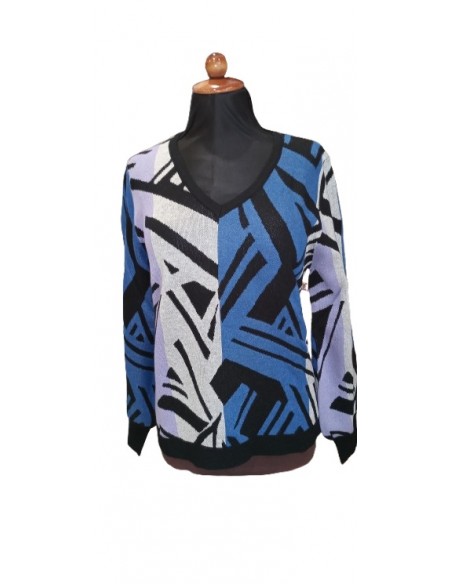 Maglia fantasia, scollo a V, Scorzzo Collection