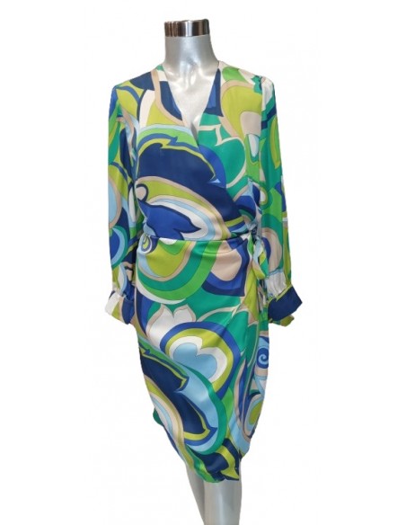 Abito a incrocio, tiessuto rasato,