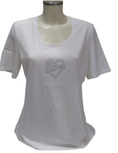 T-Shirt Bianca con cuore di perline Luisa Viola