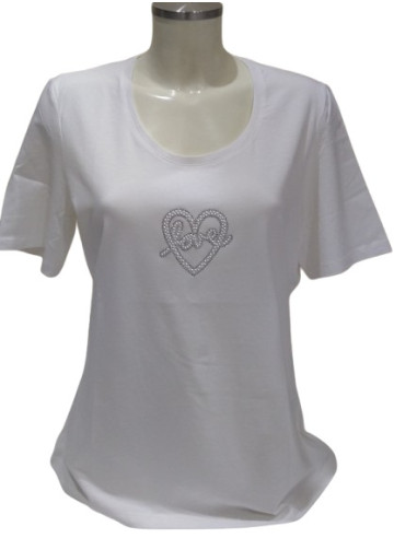 T-Shirt Bianca con cuore di perline Luisa Viola