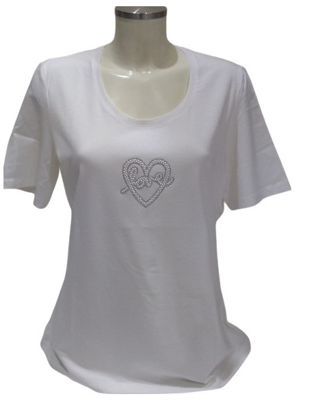 T-Shirt Bianca con cuore di perline Luisa Viola
