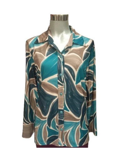 Camicia Fantasia in viscosa calda, Perla