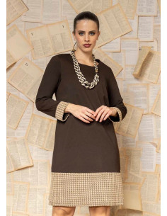 Abito con bordi fantasia pied de poul, Quiin 21