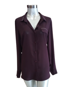 Camicia prugna con collo strass, Gaia